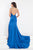 Rachel Allan Prima Donna - 5008 Beaded Cap Sleeve Slit Mermaid Gown in Blue