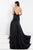Rachel Allan Prima Donna - 5008 Beaded Cap Sleeve Slit Mermaid Gown in Black