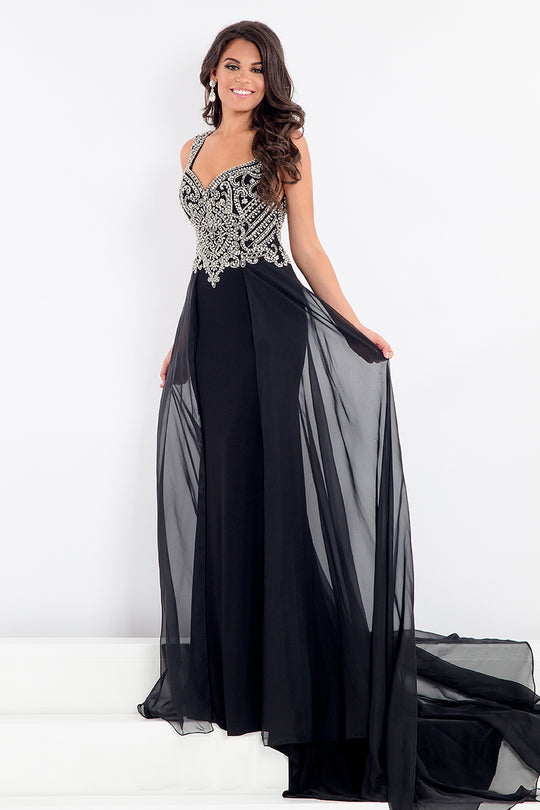 Rachel Allan Prima Donna - 5009 Sweetheart Embellished A-line Gown in Black