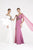 Saboroma - 5009 Cap Sleeve Beaded Illusion Cutout Sheath Gown In White and Pink