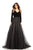 Johnathan Kayne - 5010 Long Sleeved V-neck Ballgown in Black