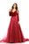 Johnathan Kayne - 5010 Long Sleeved V-neck Ballgown in Red