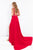 Rachel Allan Prima Donna - 5011 Beaded Halter Gown with Split Overlay in Red