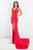 Rachel Allan Prima Donna - 5012 Floral Beaded Low Back Gown with Slit in Red
