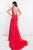 Rachel Allan Prima Donna - 5012 Floral Beaded Low Back Gown with Slit in Red
