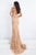 Rachel Allan Prima Donna - 5014 Plunging Lattice Beaded Evening Gown in Neutral