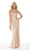 Beaded Tulle Illusion Bateau Fitted Dress in Pink