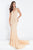 Rachel Allan Prima Donna - 5016 Bedazzled Plunging V-Neck Prom Dress in Neutral