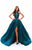 Tarik Ediz - 50213 High Halter Pleated Ballgown Overskirt Gown In Green