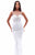Tarik Ediz - 50214 Illusion Beaded Floral Appliqued Fitted Gown In White