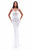 Tarik Ediz - 50214 Illusion Beaded Floral Appliqued Fitted Gown In White