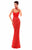 Tarik Ediz - 50216 Strapless Lace with Pleated Ballgown Overskirt In Red