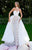 Tarik Ediz - 50216 Strapless Lace with Pleated Ballgown Overskirt In White