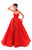 Tarik Ediz - 50216 Strapless Lace with Pleated Ballgown Overskirt In Red