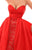 Tarik Ediz - 50216 Strapless Lace with Pleated Ballgown Overskirt In Red