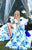 Tarik Ediz - 50217 Strapless Sweetheart Sheath Dress With Overskirt In Blue and White