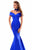 Tarik Ediz - 50218 Rose Choker Off-Shoulder Mermaid Taffeta Gown In Blue
