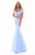 Tarik Ediz - 50218 Rose Choker Off-Shoulder Mermaid Taffeta Gown In Blue
