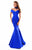 Tarik Ediz - 50218 Rose Choker Off-Shoulder Mermaid Taffeta Gown In Blue