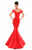 Tarik Ediz - 50233 Off Shoulder Portrait Neckline Mermaid Gown In Red