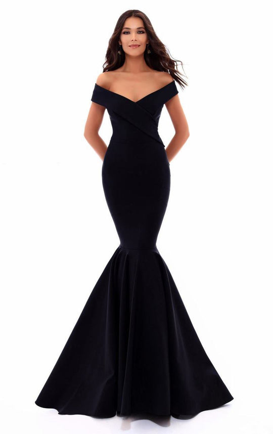 Tarik Ediz - 50233 Off Shoulder Portrait Neckline Mermaid Gown In Black