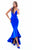 Tarik Ediz - 50238 Illusion Plunging Neckline  High Low Evening Gown In Blue