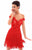 Tarik Ediz - 50256 Beaded Floral Off Shoulder Fringe Dress In Red