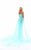 Tarik Ediz - 50257 Floral Embroidered Strapless Tulle Overskirt Gown In Blue