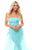 Tarik Ediz - 50257 Floral Embroidered Strapless Tulle Overskirt Gown In Blue