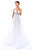 Tarik Ediz - 50261 Floral Applique Tulle Evening Gown In White