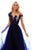 Tarik Ediz - 50261 Floral Applique Tulle Evening Gown In Blue