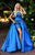 Tarik Ediz - 50271 Off Shoulder Lace Ballgown Overskirt Dress In Blue