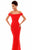 Tarik Ediz - 50274 Elegant Off Shoulder Sheath Evening Gown In Red