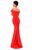 Tarik Ediz - Elegant Off Shoulder Sheath Evening Gown 50274 in Red
