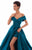 Tarik Ediz - 50280 Fitted Off Shoulder with Ballgown Overskirt in Green