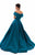 Tarik Ediz - 50280 Fitted Off Shoulder with Ballgown Overskirt in Green