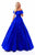 Tarik Ediz - 50280 Fitted Off Shoulder with Ballgown Overskirt in Blue