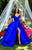 Tarik Ediz - 50280 Fitted Off Shoulder with Ballgown Overskirt in Blue