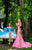 Tarik Ediz - 50298 Ruffled Off-Shoulder Fitted Mermaid Gown In Blue and Pink
