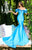 Tarik Ediz - 50298 Ruffled Off-Shoulder Fitted Mermaid Gown In Blue