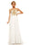Johnathan Kayne - 502 Strapless Gilded Plunging Gown in White and Gold