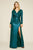 Tadashi Shoji - Alberti Sequined V-neck Gown With Slit In Blue and Green