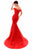 Tarik Ediz - 50302 Crystal-Beaded Choker Taffeta Mermaid Gown In Red