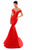 Tarik Ediz - 50302 Crystal-Beaded Choker Taffeta Mermaid Gown In Red