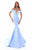 Tarik Ediz - 50302 Crystal-Beaded Choker Taffeta Mermaid Gown In Blue