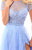 Tarik Ediz - 50317 Beaded Lace Sheer Slit Evening Gown In Blue