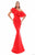 Tarik Ediz - 50318 Tiered Ruffle Asymmetrical Mermaid Gown In Red