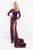 Rachel Allan - 5031 Long Sleeve Beaded High Neck Velvet Gown in Purple