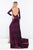 Rachel Allan - 5031 Long Sleeve Beaded High Neck Velvet Gown in Purple