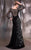 MNM Couture - 8997W Sheer Embellished and Ruched Gown in Black
